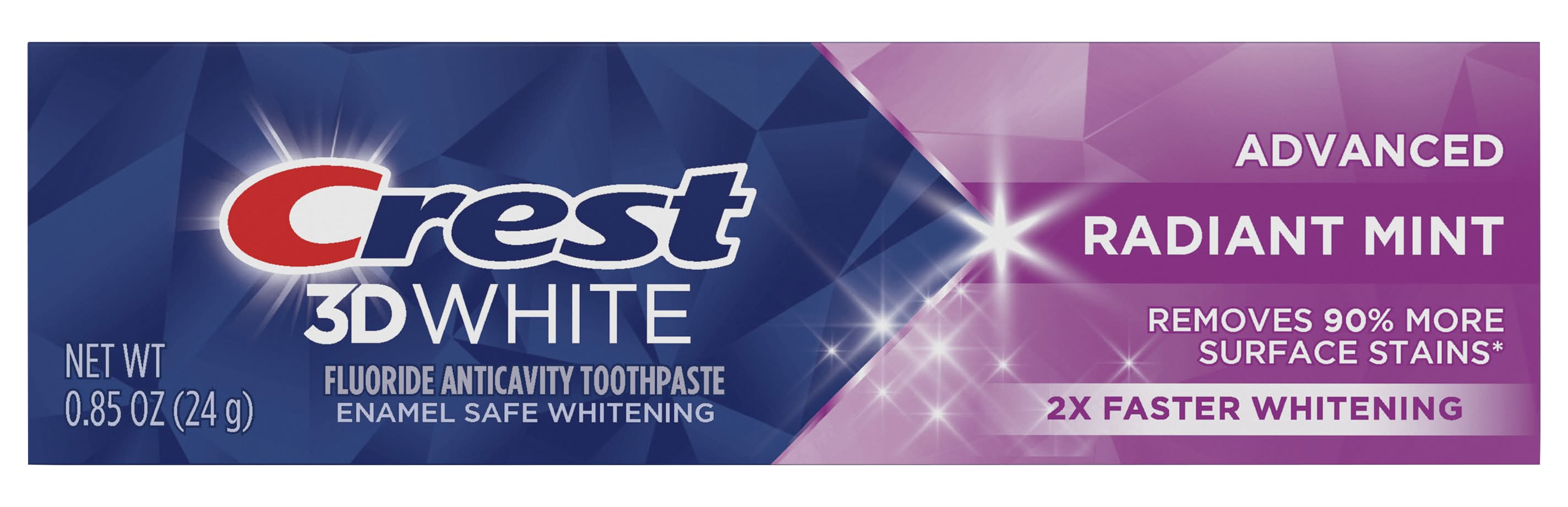 CREST 3D White Advanced Teeth Whitening Toothpaste, Radiant Mint (0.85 oz)