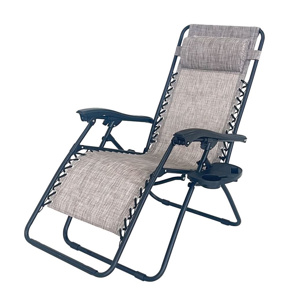 Living Accents Multi-Position Gray Sling Folding Lounger