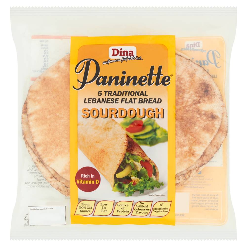 Dina Paninette Traditional Lebanese Flat Bread Sourdough (5 pack)