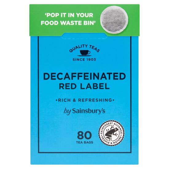 Sainsbury's Fairly Traded Decaffeinated Red Label x80 Tea Bags 250g