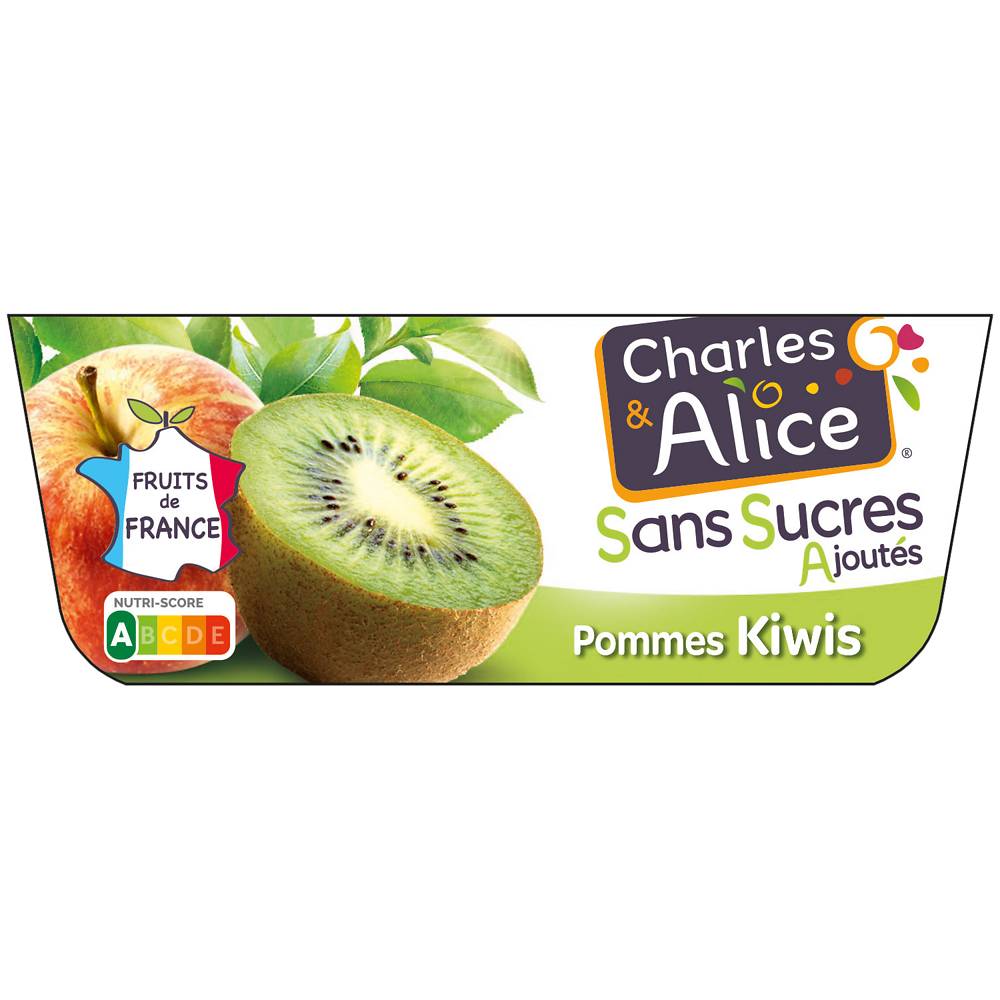 Charles Alice - Dessert aux fruits sans sucres ajoutés pomme kiwi  (4 pièces)
