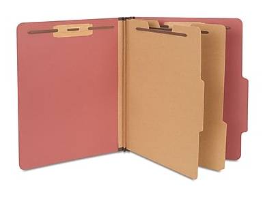 Staples® 60% Recycled Pressboard Classification Folder, 2-Dividers, 3 Expansion, Letter Size, Red, 5/Pack (TR413781/413781)
