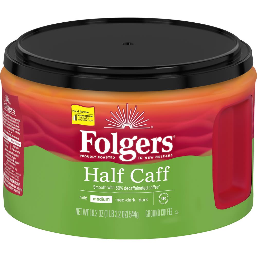 Folgers Ground Coffee, Half Caff Medium Roast (19.2 oz)