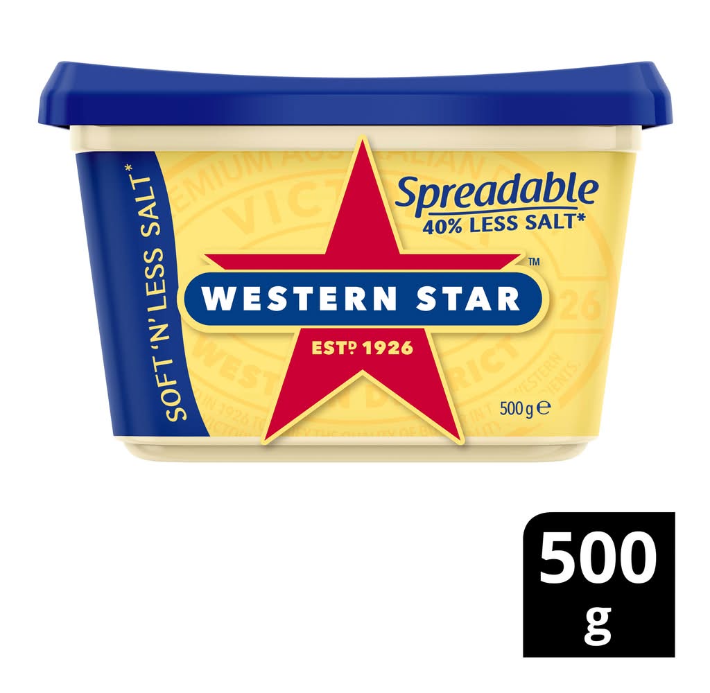 Western Star Soft N Less Salt Spreadable Butter (500g)
