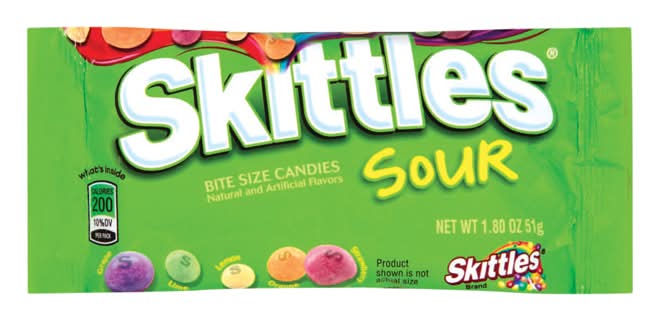 Skittles Sour Assorted Chewy Candy 1.8 Oz