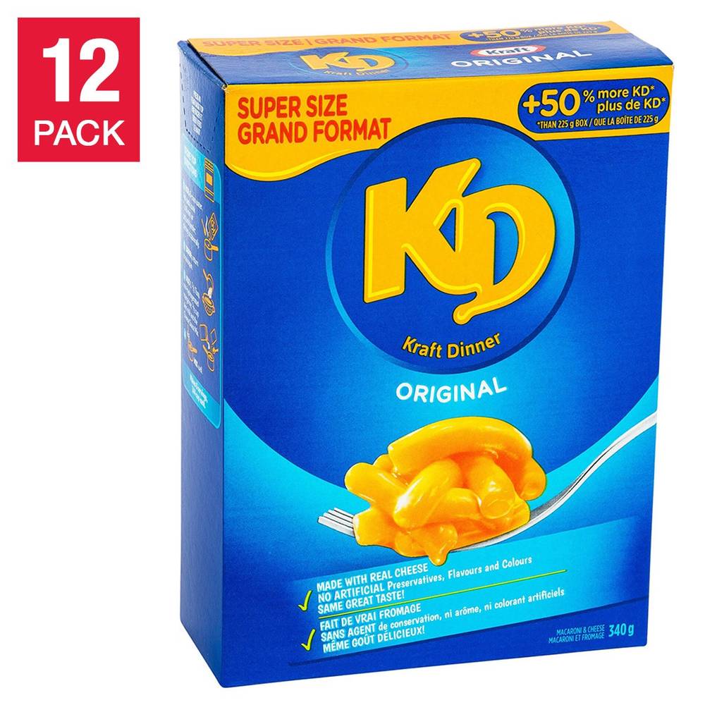 Kraft Dinner Original Macaroni And Cheese, 12 X 340 G