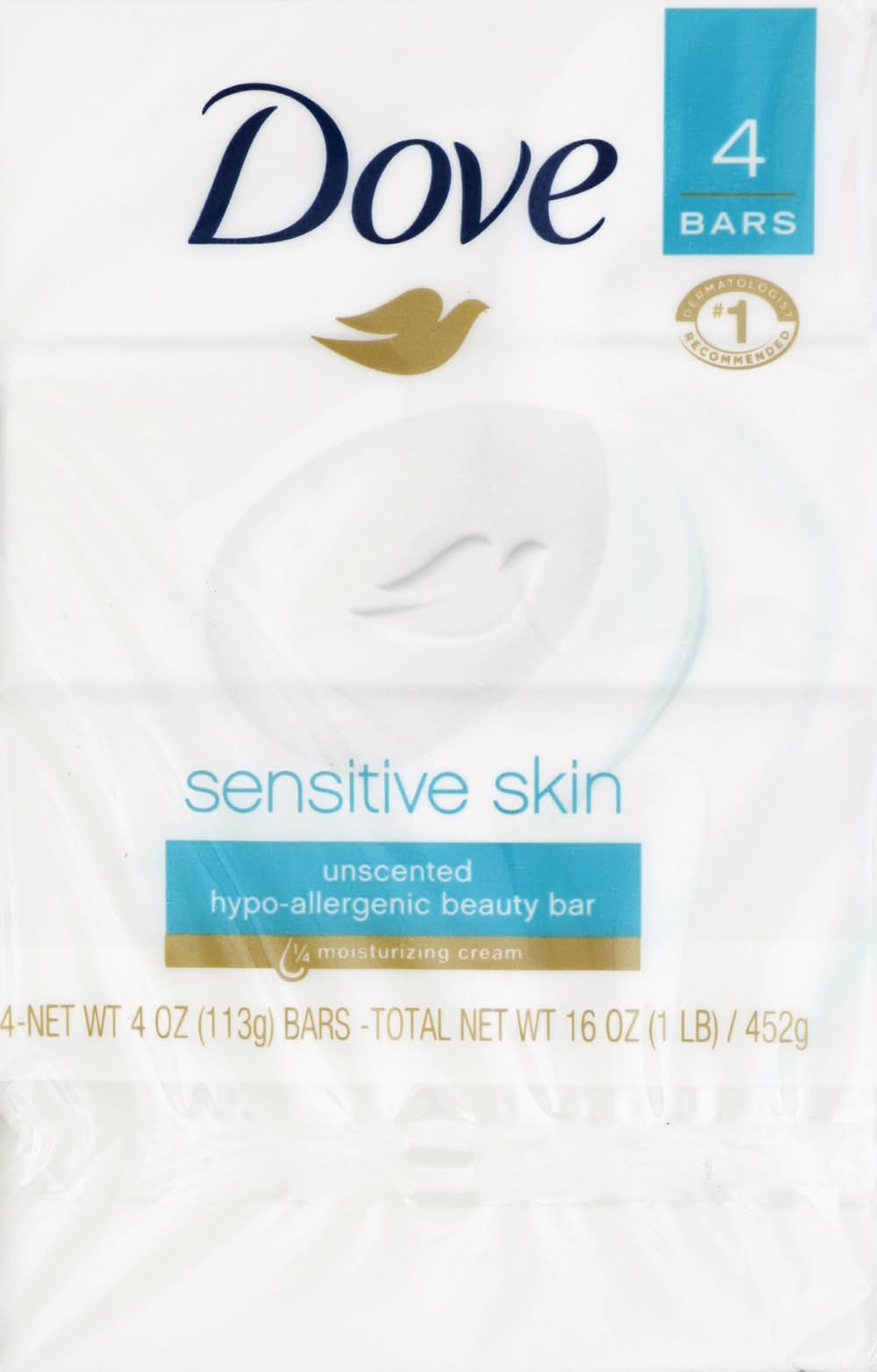 Dove Sensitive Skin Beauty Bar Soaps (4 x 3.75 oz)
