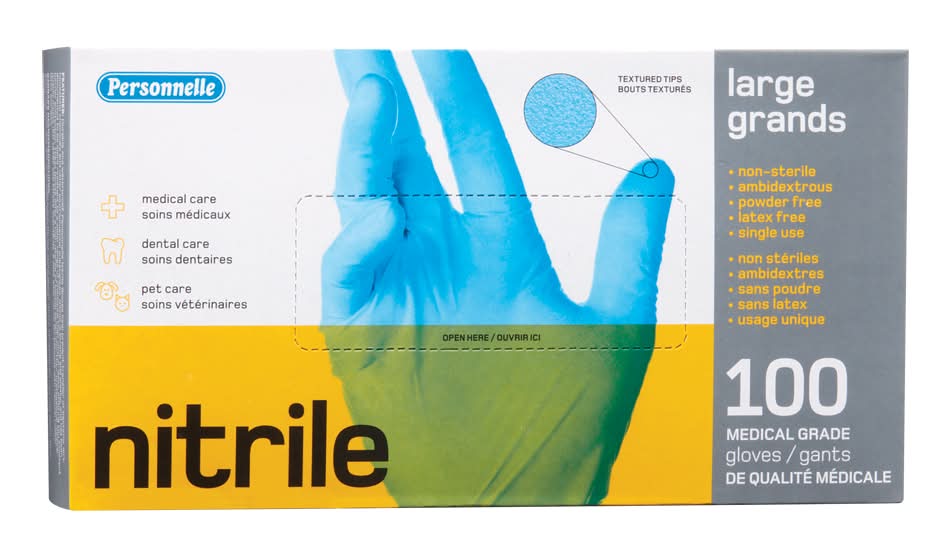 Personnelle gants de nitrile (100 unités) (taille grand)