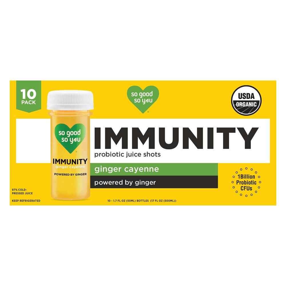 So Good So You Organic Immunity Shots, Ginger Cayenne (1.7 fl oz, 10 ct)