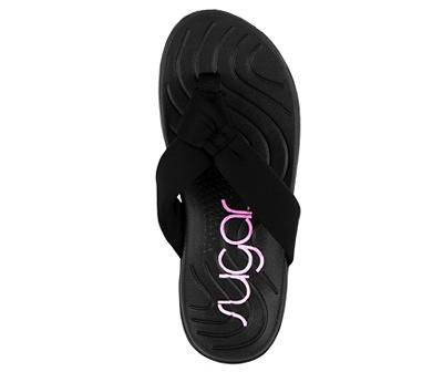 Sugar Women's Athletic Thong Sandal (black)