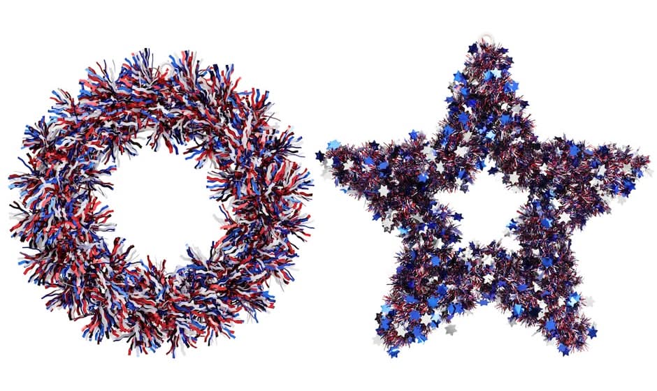 Patriotic Hanging Tinsel Decorations, Assorted Designs, 1-ct.