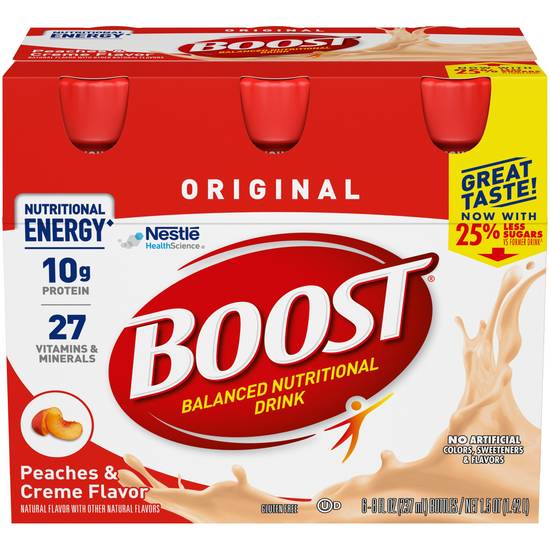 BOOST Original Nutritional Drink, Peaches & Creme, 6 CT