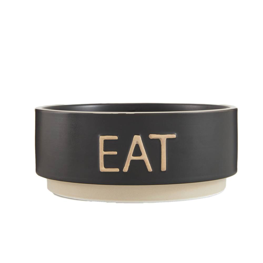 Top Paw Black Embossed \"Eat\" Ceramic Dog Bowl (3.25 cup/black)