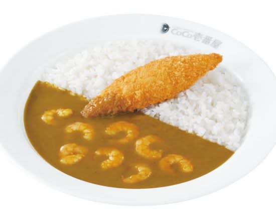 エビにこみカレー＋フィッシュフライ(1本) Stewed shrimp curry with fried fish (1 pc)
