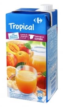 Bebida tropical Carrefour sin azúcar añadido brik 1 l.