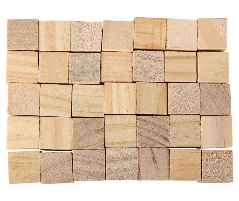 Crafters Square Wood Craft Cubes, 0.59 in, Natural (36 ct)