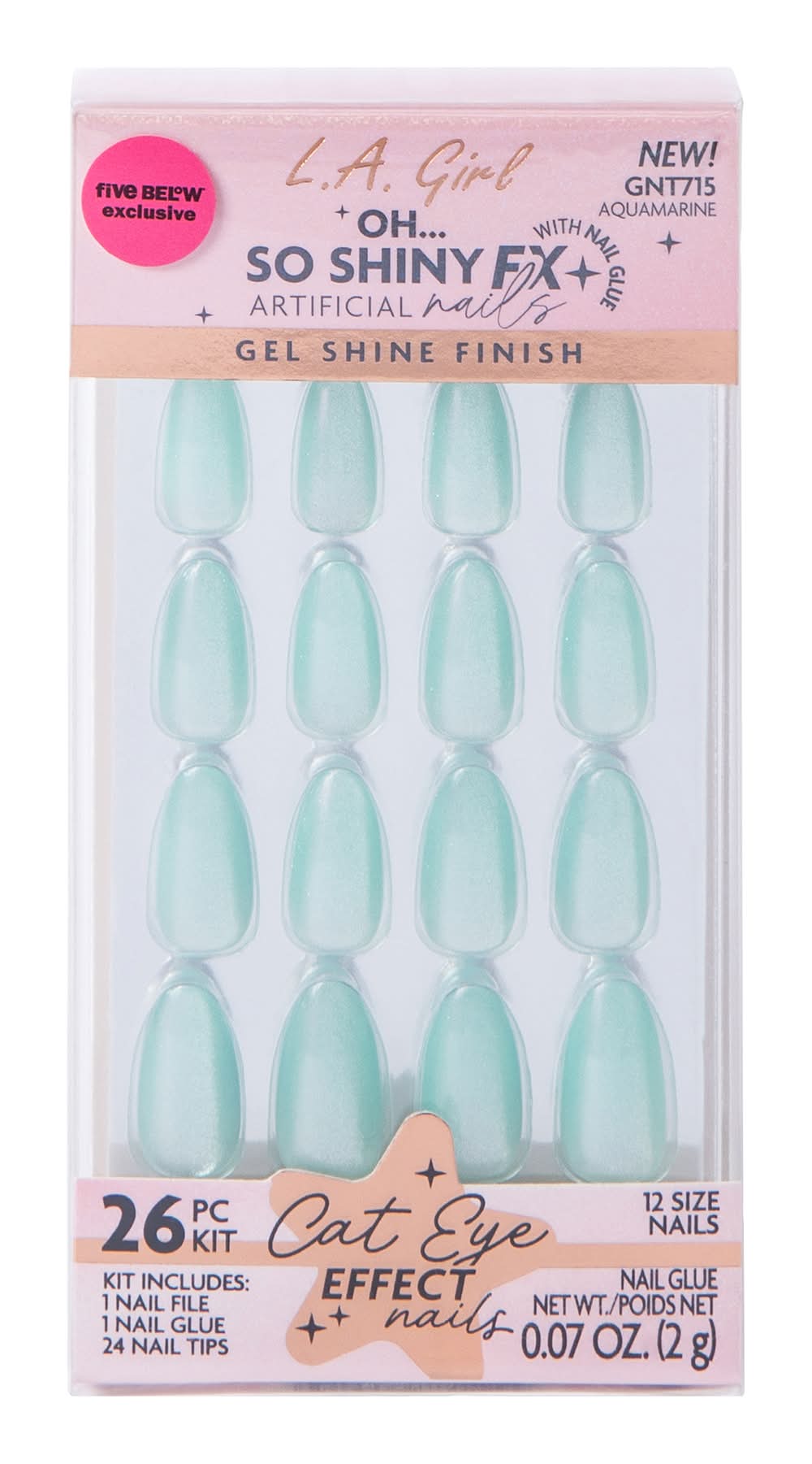 L.A. Girl Oh… So Shiny Fx Aquamarine Cat Eye Effect Nails Kit 26-Pcs Aquamarine