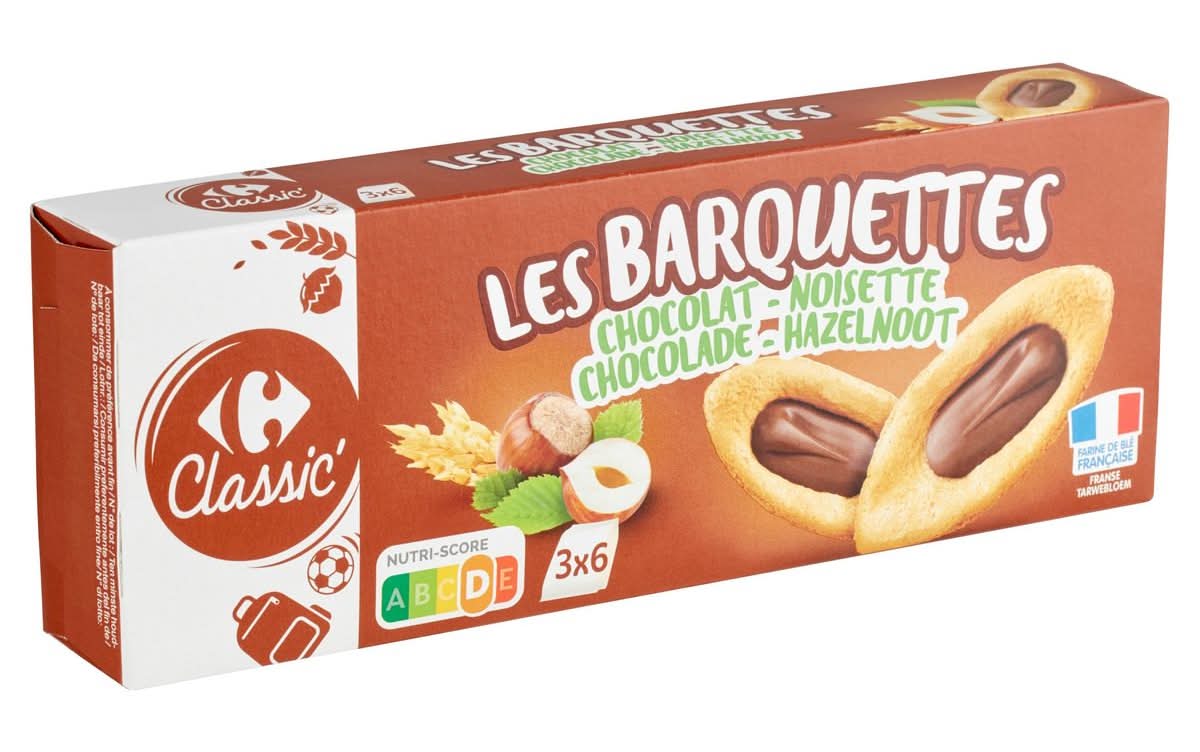 Carrefour Classic'' les Barquettes Chocolat - Noisette 120 g
