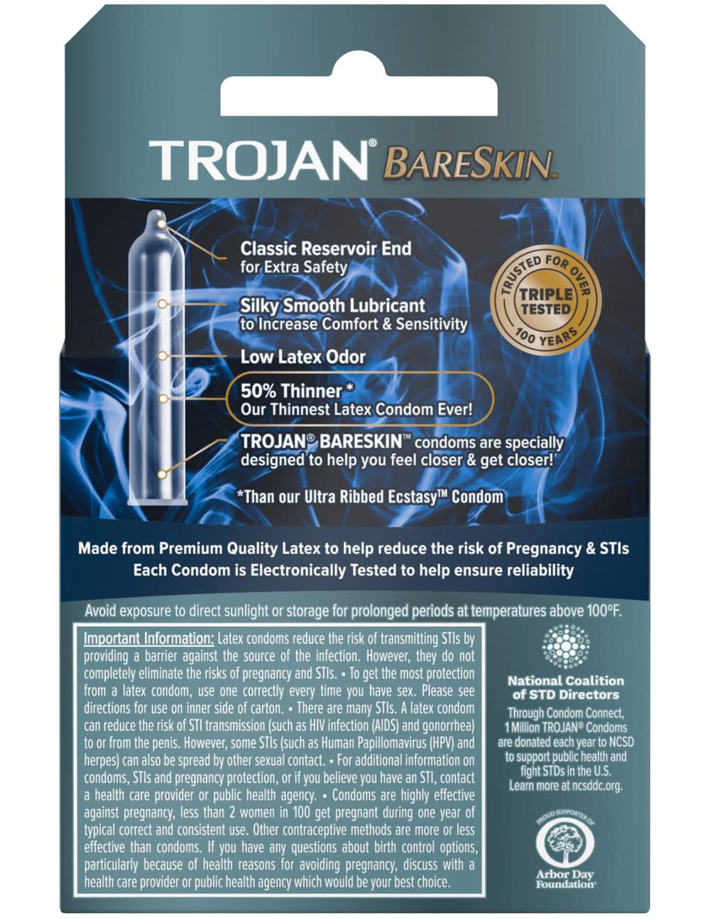 Trojan Bareskin Lubricated Latex Condoms (3 ct) | Postmates