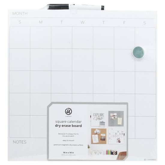 U Brands Square Calendar 14" X 14" Dry Erase Board (1 ct)