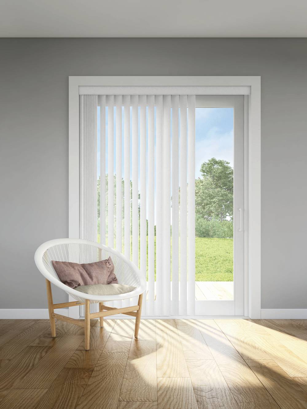 LEVOLOR Trim+Go 3.5-in Slat Width 45.5-in x 84-in Cordless S-curve White Room Darkening Vertical Blinds | 2049914