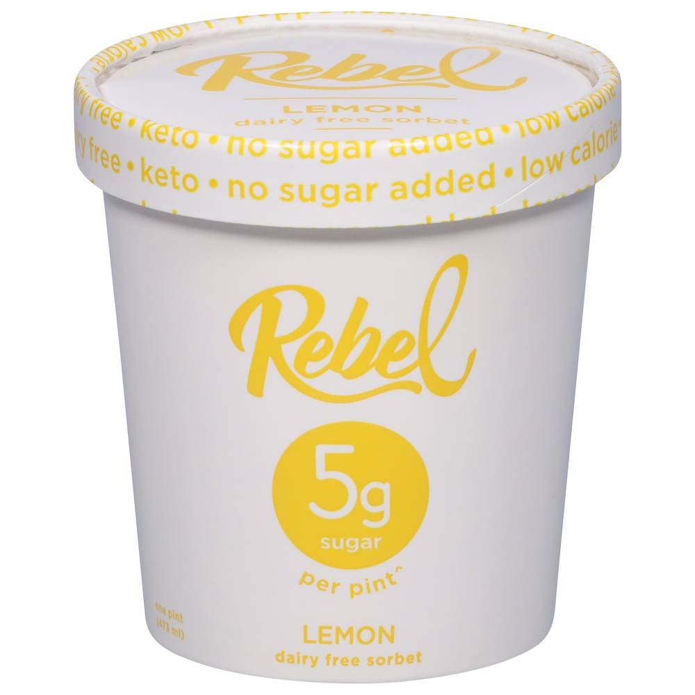 Rebel Dairy Free Sorbet Ice Cream, Lemon (1 pint)