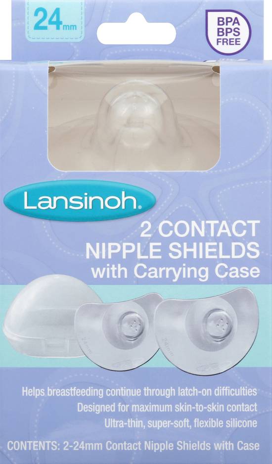 Lansinoh Contact Nipple Shields, 2 Nipple Shields (24mm) and Case