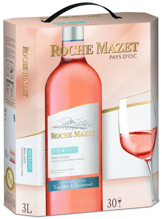 Roche Mazet - Vin merlot pays d'oc rosé IGP (3 L)