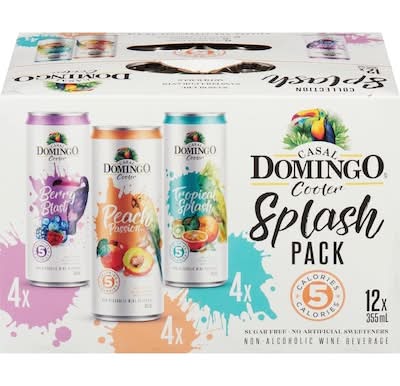 Casal domingo cooler boisson non alcoolisée à base de vin splash - cooler non-alcoholic wine beverage splash (12 pièces, 355 ml) (explosion de baies-pêche passion-éclaboussure tropicale)