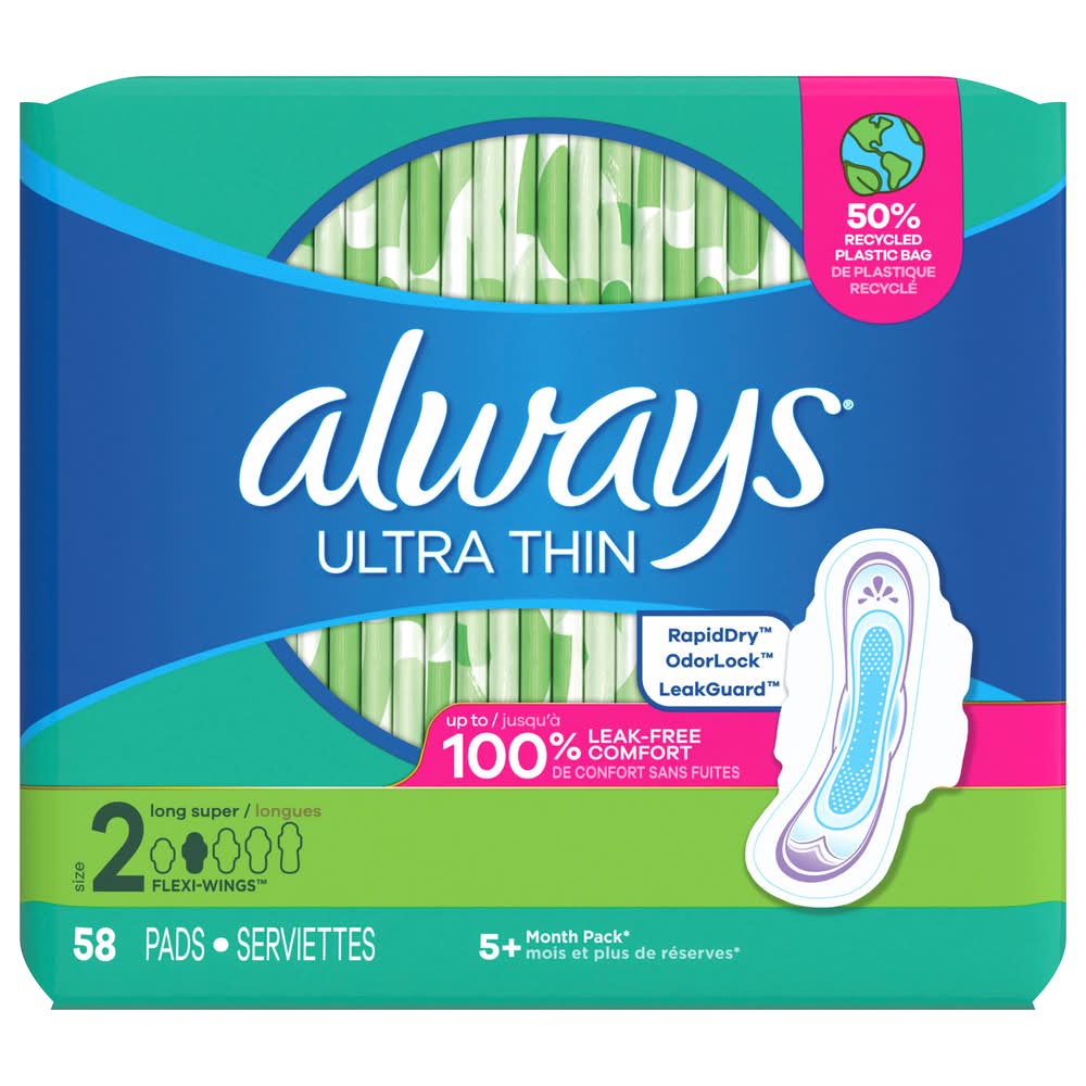 Always Ultra Thin Pads Mega pack, Women (58 ct)
