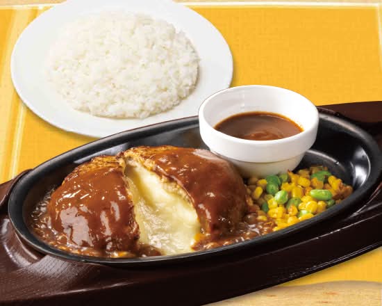 ラッキ  ーチーズINハンバーグ（ライス付き） <Lucky> Cheese IN Humburg Steak Set(with Rice)