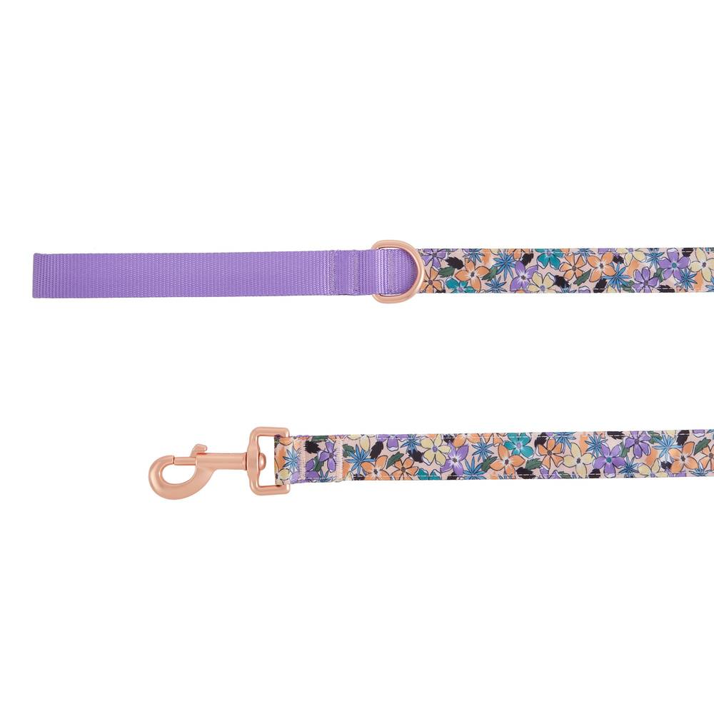 Top Paw® Purple Floral Dog Leash: 4-ft long, 1-in wide (Color: Purple, Size: 4 Ft)