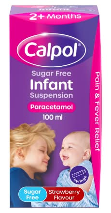 Calpol Strawberry, 2+ Months, Infant Sugar Free Oral Suspension Paracetamol (100ml)
