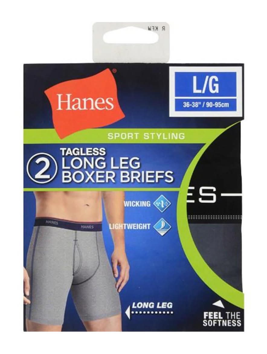 Hanes Cool Dri Sport Styling Long Leg Boxer Briefs, Large (2 ct)
