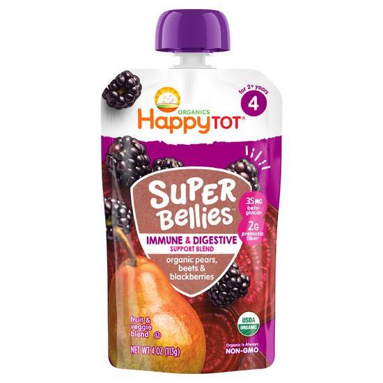 Happy Tot Organics Super Bellies Stage 4 Immune + Digestive Support Baby Food (pears-beets-blackberries )