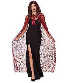 Adult Burgundy Lace Cape (One Size Fits Most)