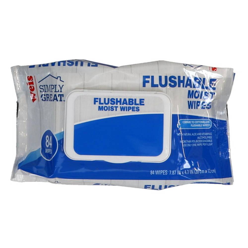 Weis Flushable Moist Wipes, 7.87 In * 4.7 In (84 ct)