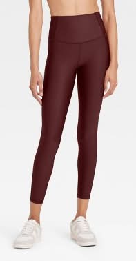 All In Motion Effortless Support High-Rise Pocketed 7/8 Leggings, Women, XS, Maroon