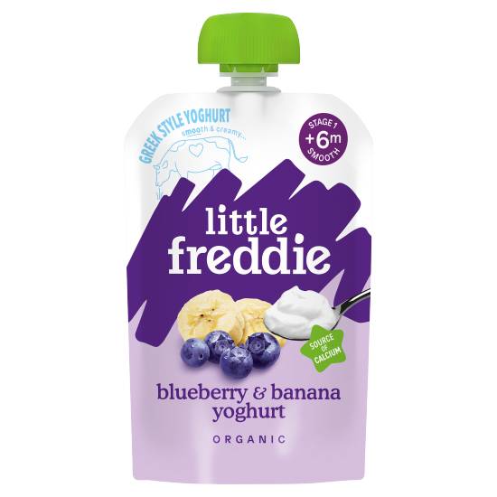 Little Freddie Organic Baby Food Stage 1 From 6 Months Blueberry & Banana Greek Style Yoghurt Pouch