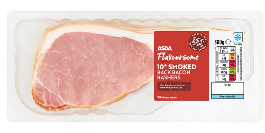 ASDA Flavoursome Smoked Back Bacon Rashers (10 pack)