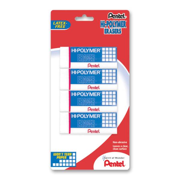 Pentel Hi-Polymer Erasers White (4 ct)