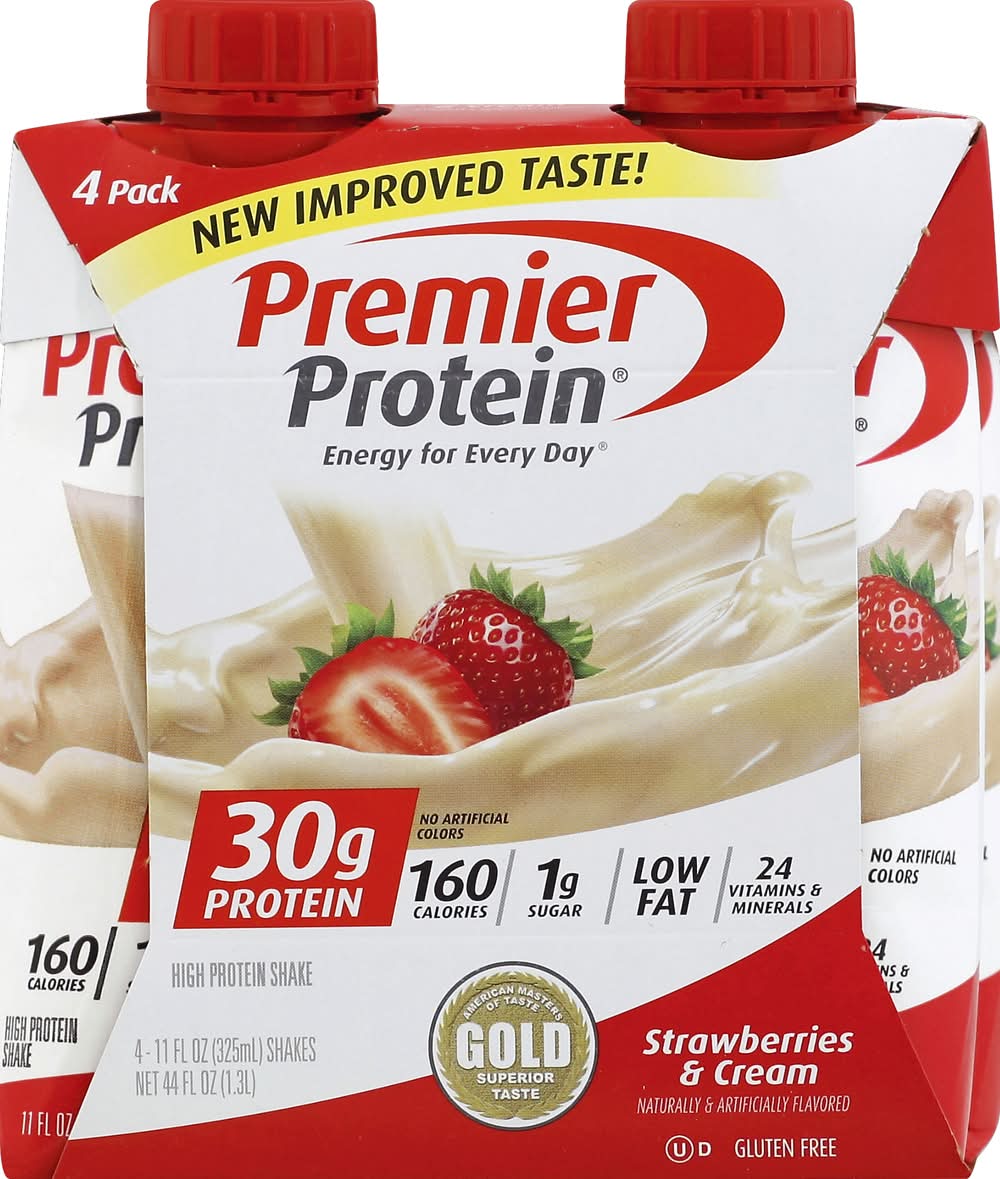 Premier Protein Premier High Protein Shake, Strawberries & Cream (4 x 11 fl oz)