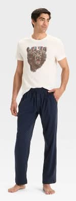 Goodfellow & Co. Bear Shades Short Sleeve Pajama Set, Men, L, White