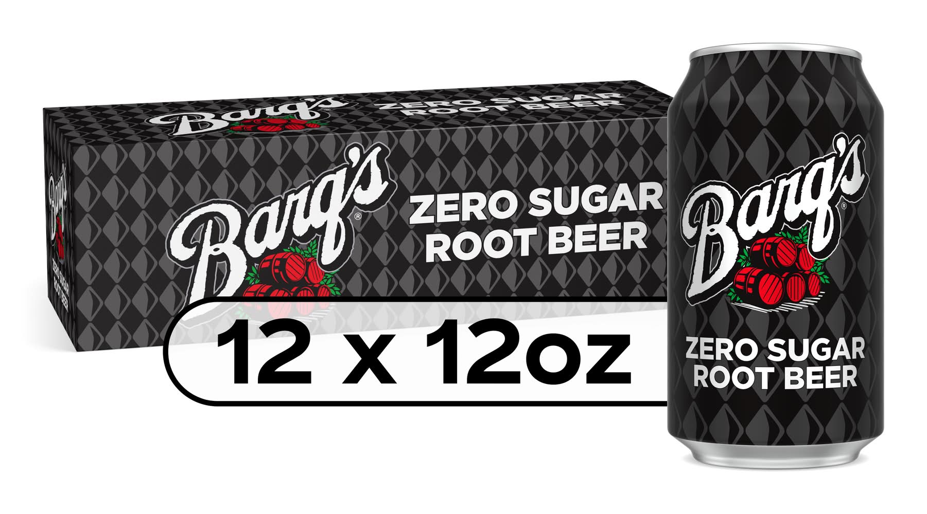 Barq's Zero Sugar Flavored Soda, Root Beer (12 x 12 fl oz)