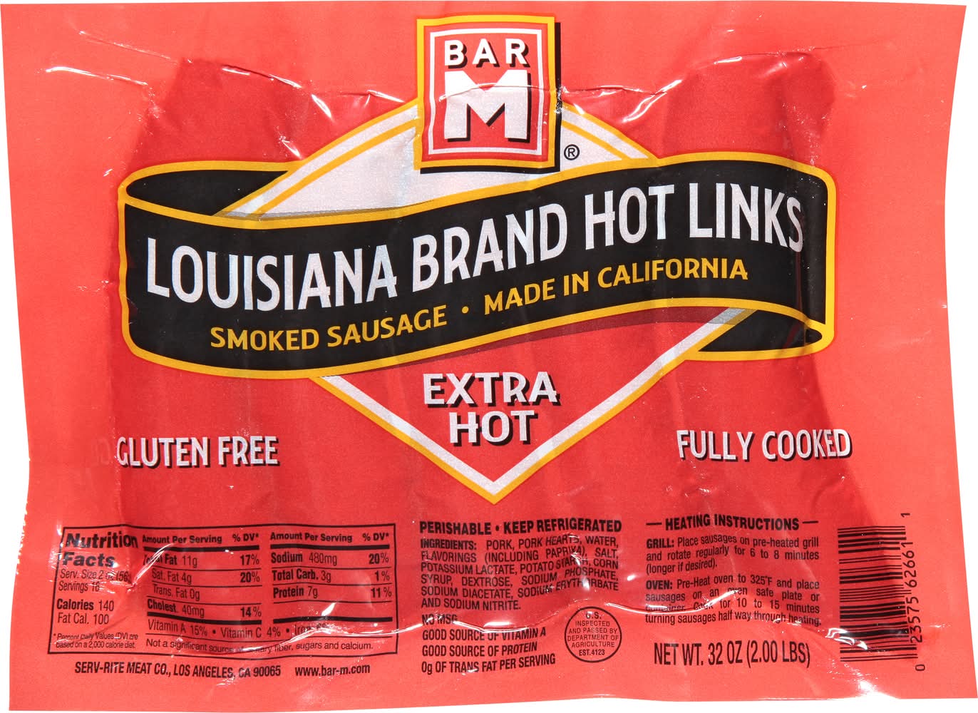Bar M Louisiana Brand Extra Hot Links (32 oz)