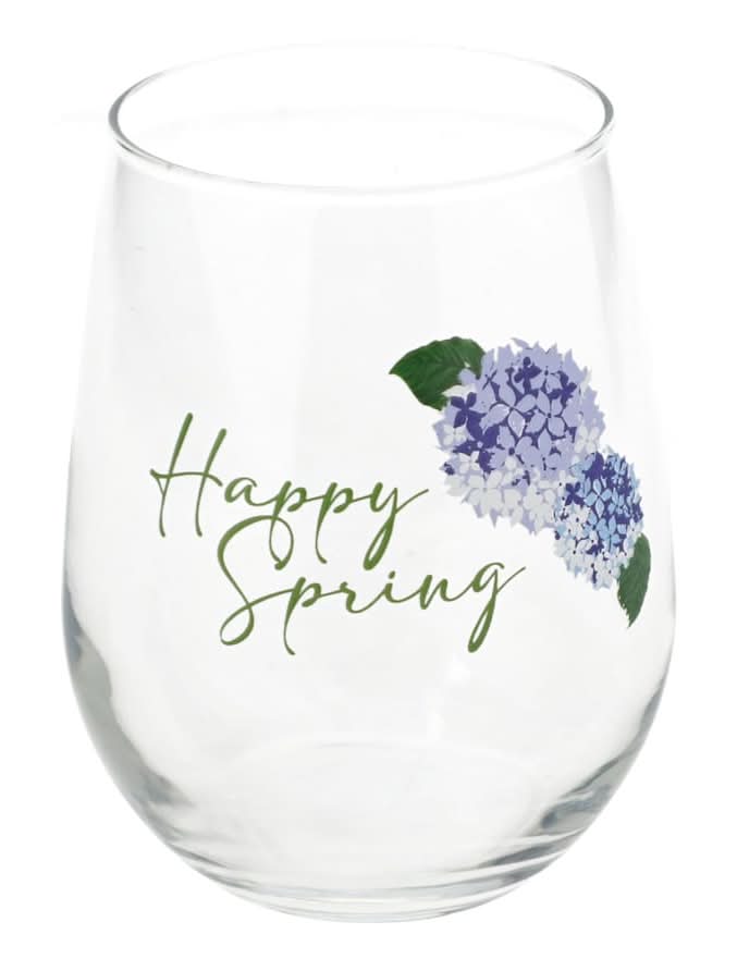 Spring Themed Stemless Wine Glass