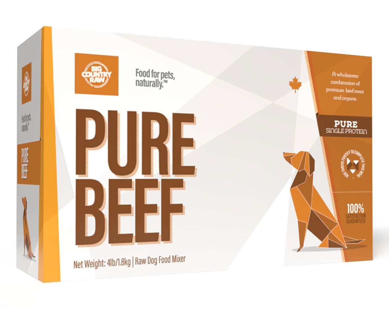 Big Country Raw Pure Beef Carton Dog Food, 4 lb