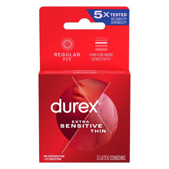Durex Extra Sensitive Ultra Thin Lubricated Latex Condoms, 3ct