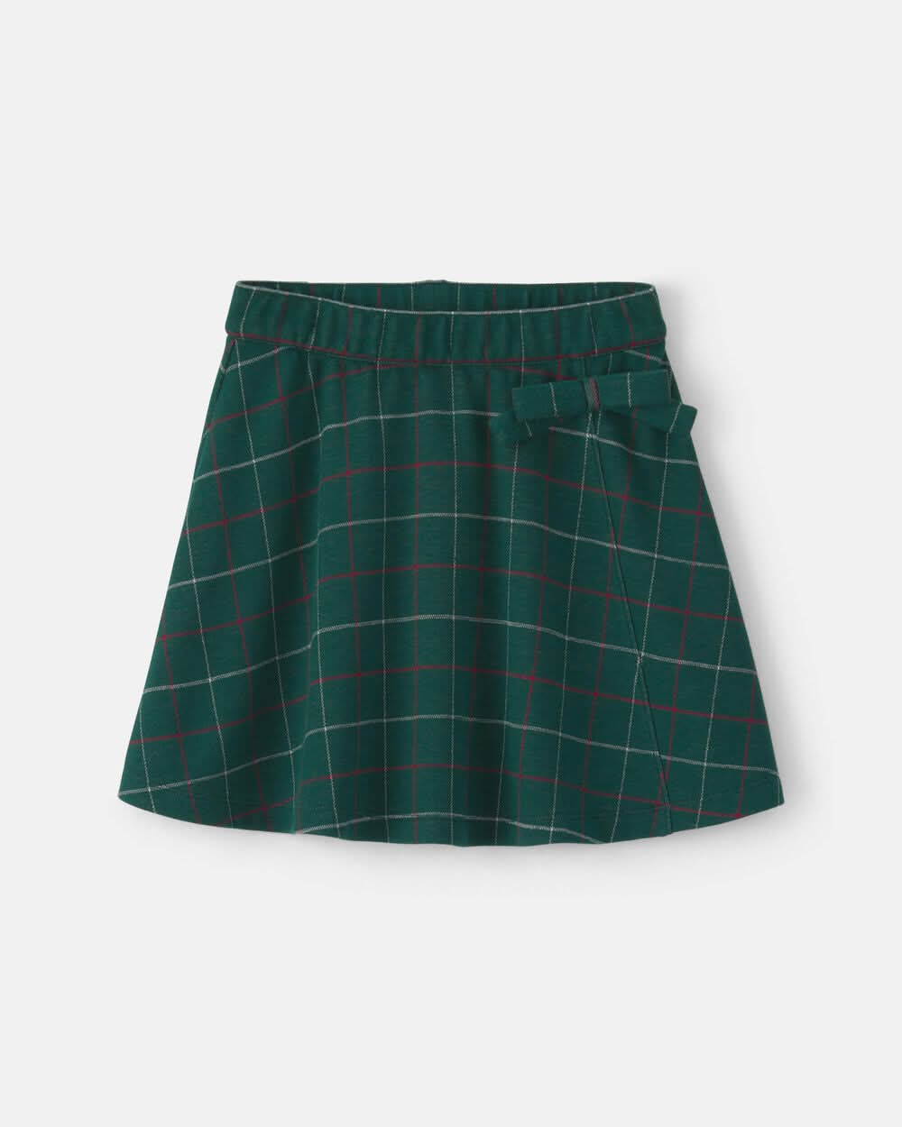 Girls Bow Plaid Skort - Green - 7
