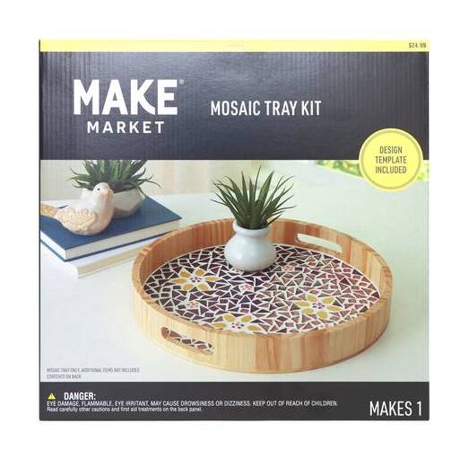 14" Round Yellow Flowers Mosaic Tray Kit By Make Market